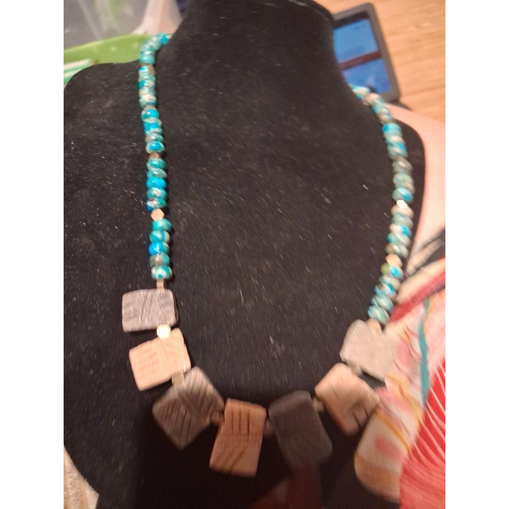 Turquoise and Jasper Pressed Heishi Bead Ethnic Style Necklace Multicolor